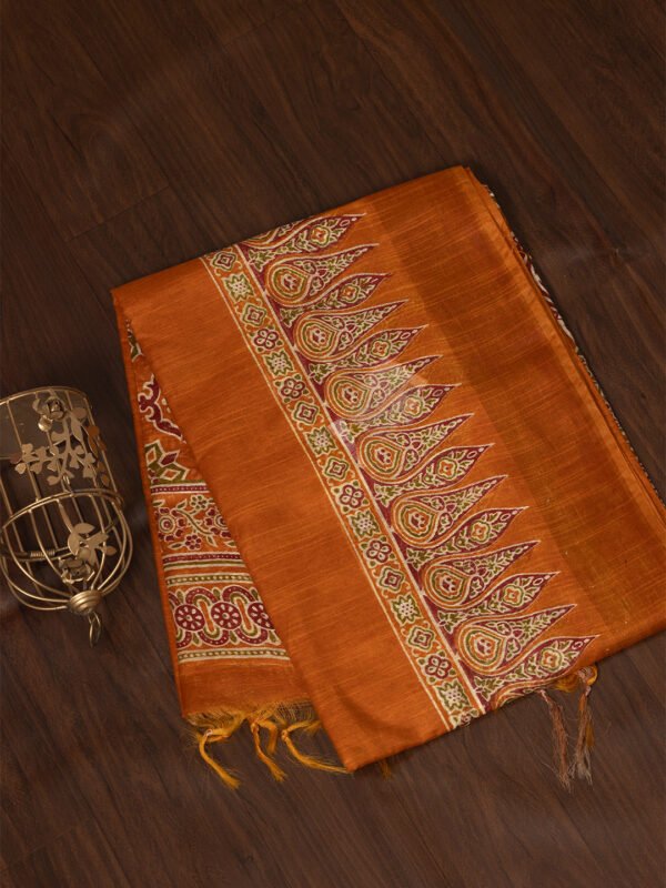 Women Orange Semi Tussar Saree ST208