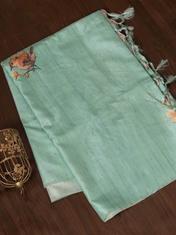 Women Green Semi Tussar Saree ST205