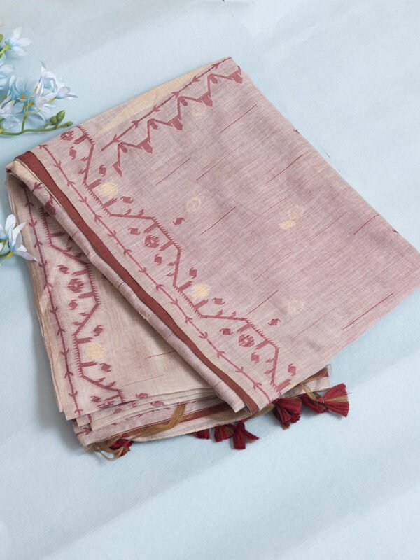 Women Sandal Embroidery Semi Cotton Saree SCS148