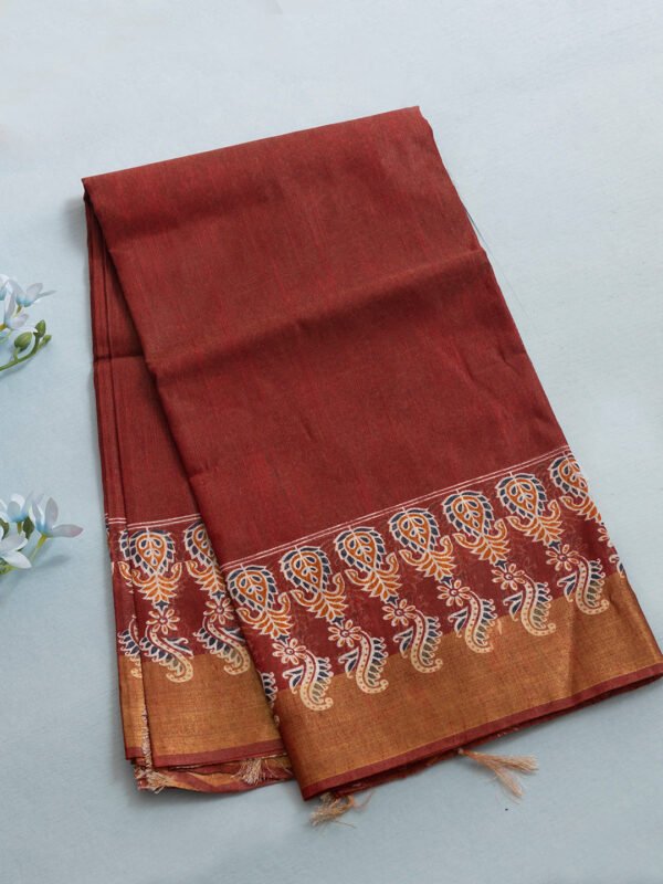 Women Maroon Semi Tussar Sarees SCS162