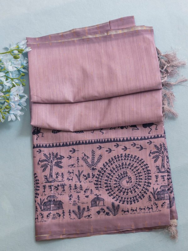 Women Violet Semi Tussar Printed Saree SCS153