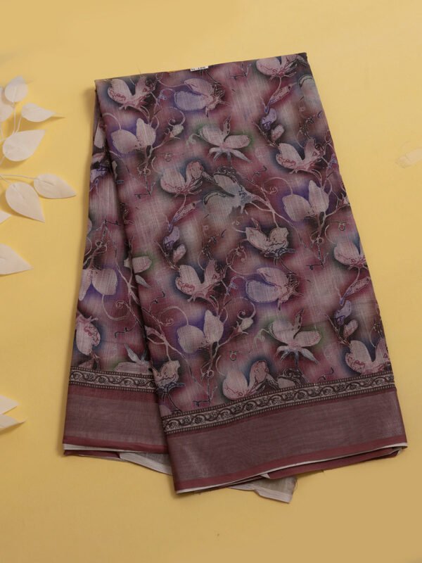 Women Semi Linen Digital Printed Saree Purple SL188