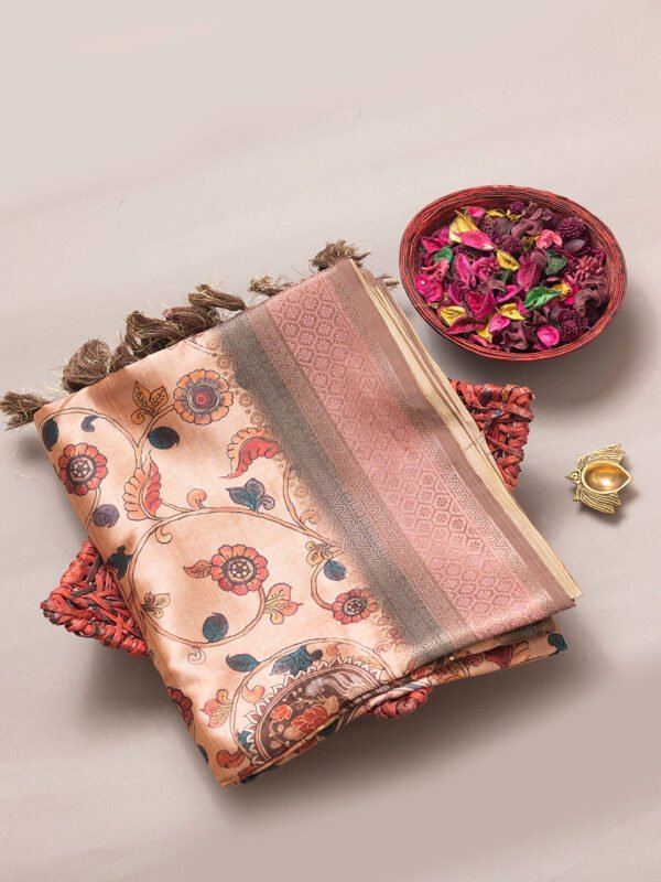 Women Orange Semi Tussar Digital Printed Saree ASS23