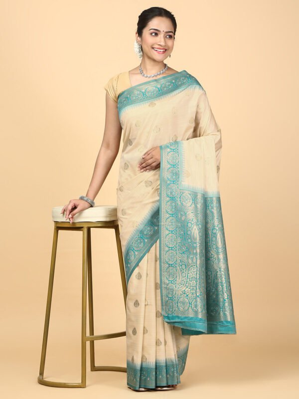 Women Semi Cotton Saree Sandal with Green SCS125