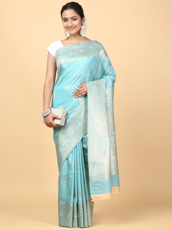 Women Semi Cotton Saree Sky Blue SCS127