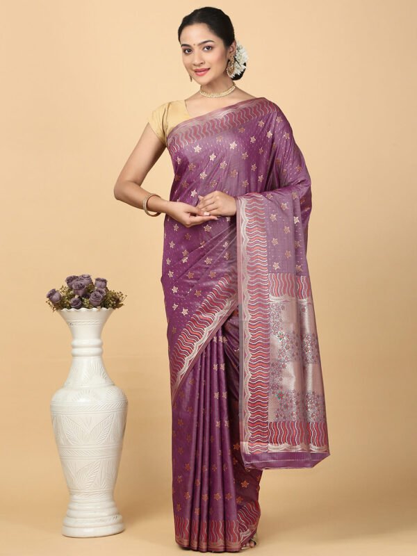 Women Semi Cotton Saree Purple SCS137