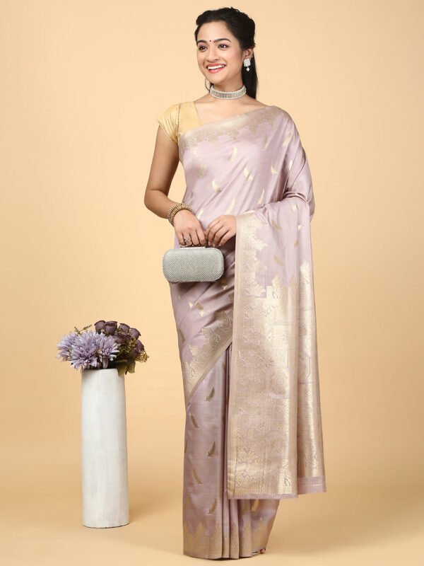 Women Semi Cotton Saree Light Purple SCS124