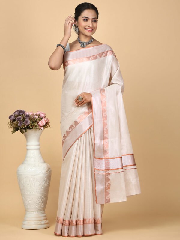 Women Kerala Tissue Saree Copper Jari KS133