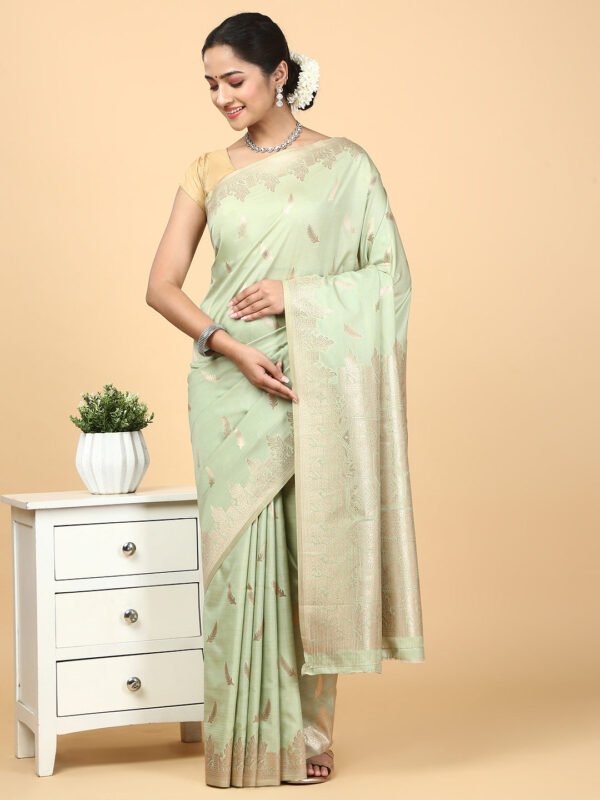 Women Semi Cotton Saree Green SCS117