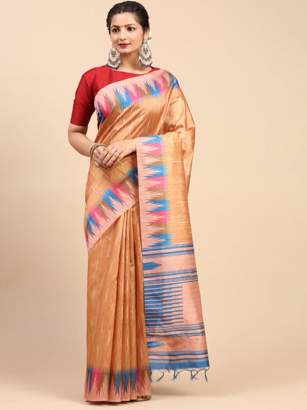 Women Semi Tussar Weaving Saree Brown ST173