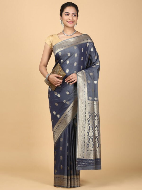 Women Semi Cotton Saree Blue SCS140